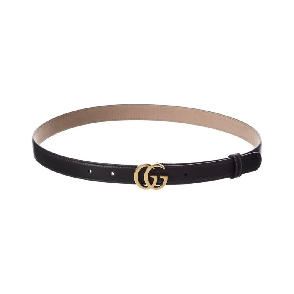 Gucci Gg Marmont Thin Leather Belt, Black